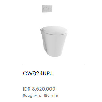 FROMO SPESIAL TOTO CLOSET KLOSET DUDUK PUTIH  Single Bowl Wall Face Toilet CW824NPJ