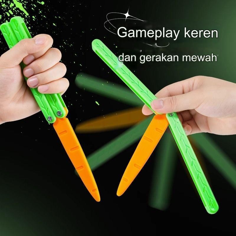 Mainan pisau wortel gravitasi Glow in the dark/ Pisau mainan glow in the dark/butterfly knife/Mainan