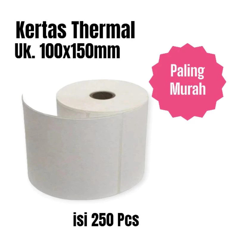 

Kertas Label Thermal, Sticker Barcode ukuran A6, 100x150mm isi 250pcs