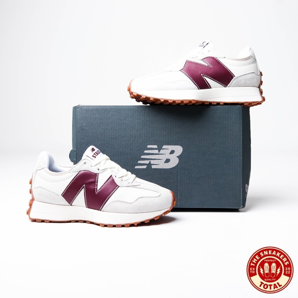 Sepatu New Balance 327 SG X Staud Grey Burgundy - NB 327 (Total Sneakers)