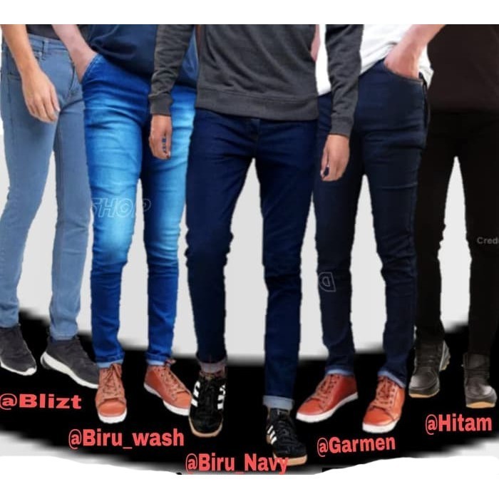 Celana denim pria- Celana Jeans Pria Skinny Biker Motor Knee Rips Black Denim Streact Berkualitas