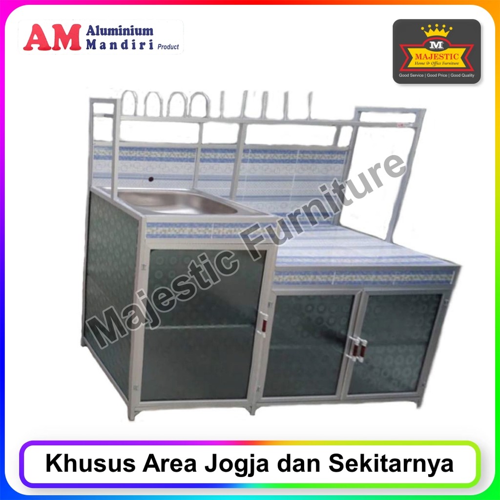 Rak Piring Alumunium Mandiri Wastafel Kompor + Rak Atas (Jogja)