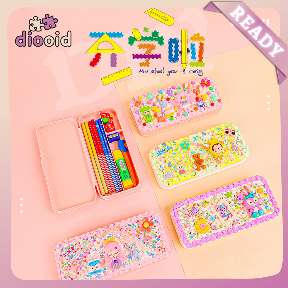 

[Ready]DIY Deco Cream Kit/Tetapkan Kotak Pen/Tempat pensil menghias/ Deco Cream Clay Kotak /Stationery Pake Handmade