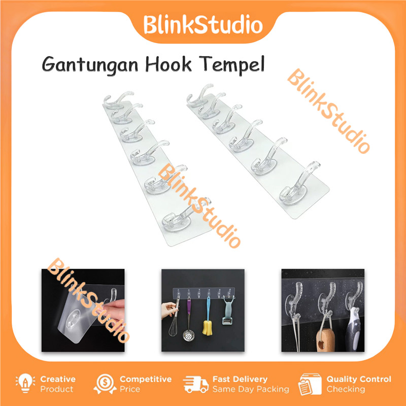 6 Kait Gantungan Baju Tempel Dinding Hook / Hook Tempel Gantungan Baju