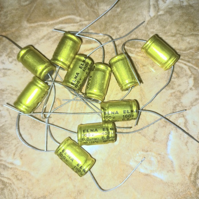 elco 6.8uf 100V non polar nonpolar NP bipolar BP elko 6,8uf 6,8 6.8 original Fajar elektro 2