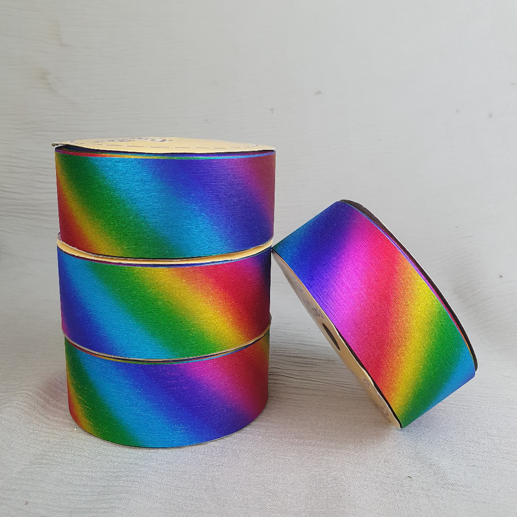 

Pita Kado GLITTER PELANGI 1.5" Pita Jepang 4cm Pita Rol Plastik 38mm RIBBON Kilap Kerlip Metalik Gliter