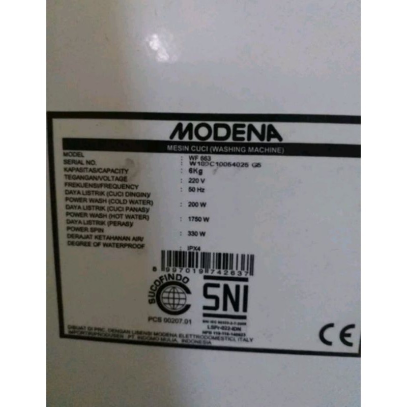 ready stok Doorlock Mesin cuci Modena front loading