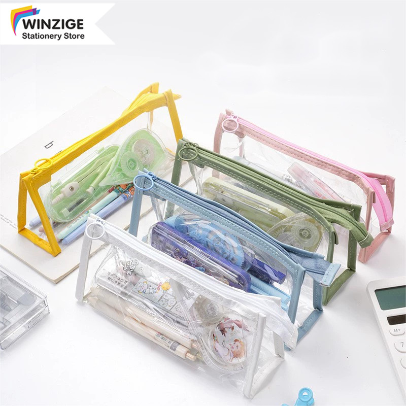 

Winzige Tas alat tulis transparan kotak pensil case transparan tempat pensil tas kosmetik aesthetic korean pen pouch lucu stationery organizer pencil case large alat tulis school supplies
