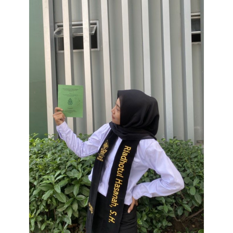Selempang wisuda leher murah kain bludru bordir komputer SATU LAPIS |selempang leher murah bordir ka