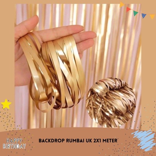 Backdrop Rumbai uk 2x1 meter / Tirai Foil Rumbai Curtain Foil Backdrop Ulang Tahun