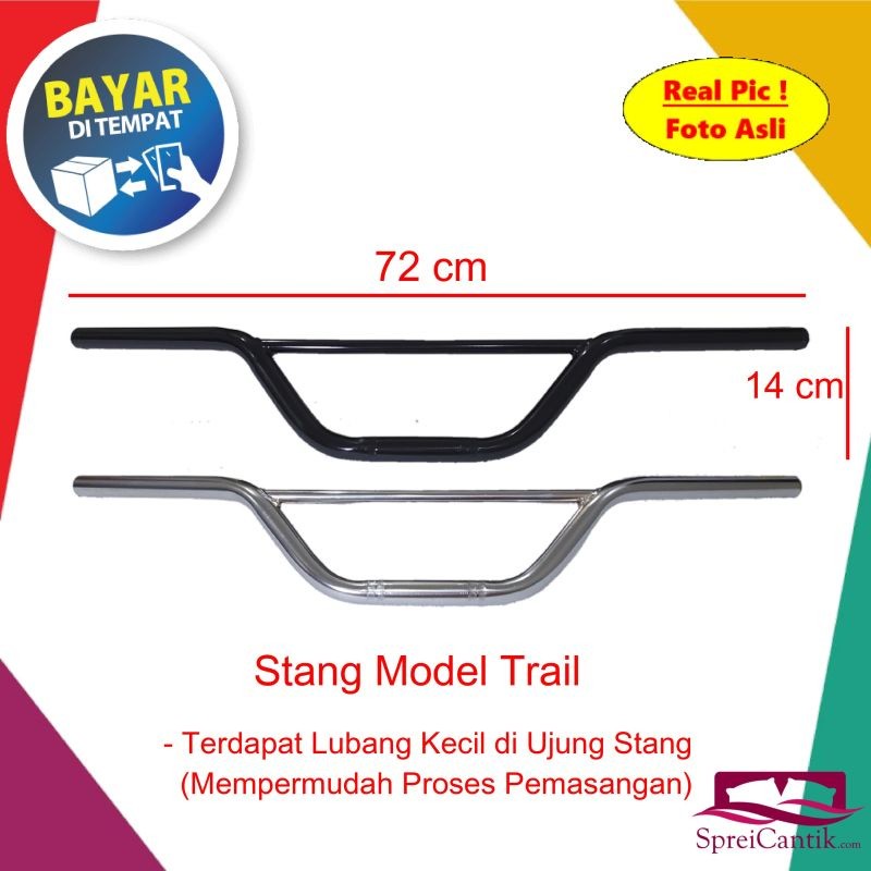 [COD] Stang Variasi Motor TRAIL KLX - Universal Semua Motor - Pipa Besi Tebal 2 mm Panjang 72 cm Tin
