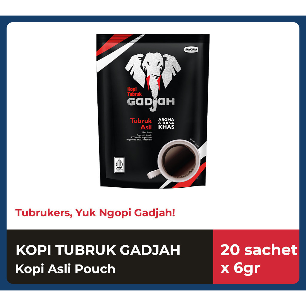 

Kopi Tubruk Gadjah Asli Renceng - Bubuk Kopi Hitam 20 Sachet x 6 grm