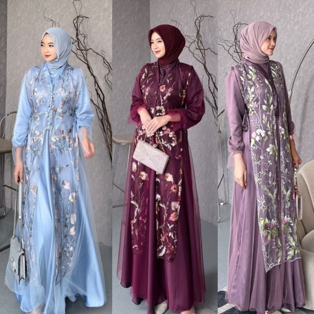 NY67TG JEMMA DRESS SET TILE GARDEN DRESS KONDANGAN BUSUI FRIENDLY NEW MOTIF GAMIS MEWAH & OUTER BUSA