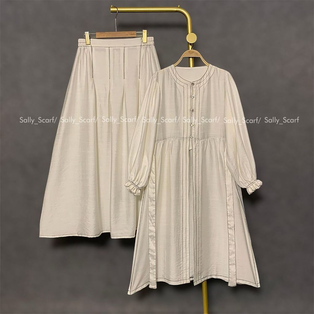 YB25RF Sally Scarf Set 2in 1 Bianca Set rok /busui friendly /setelan kerja/daily outfit