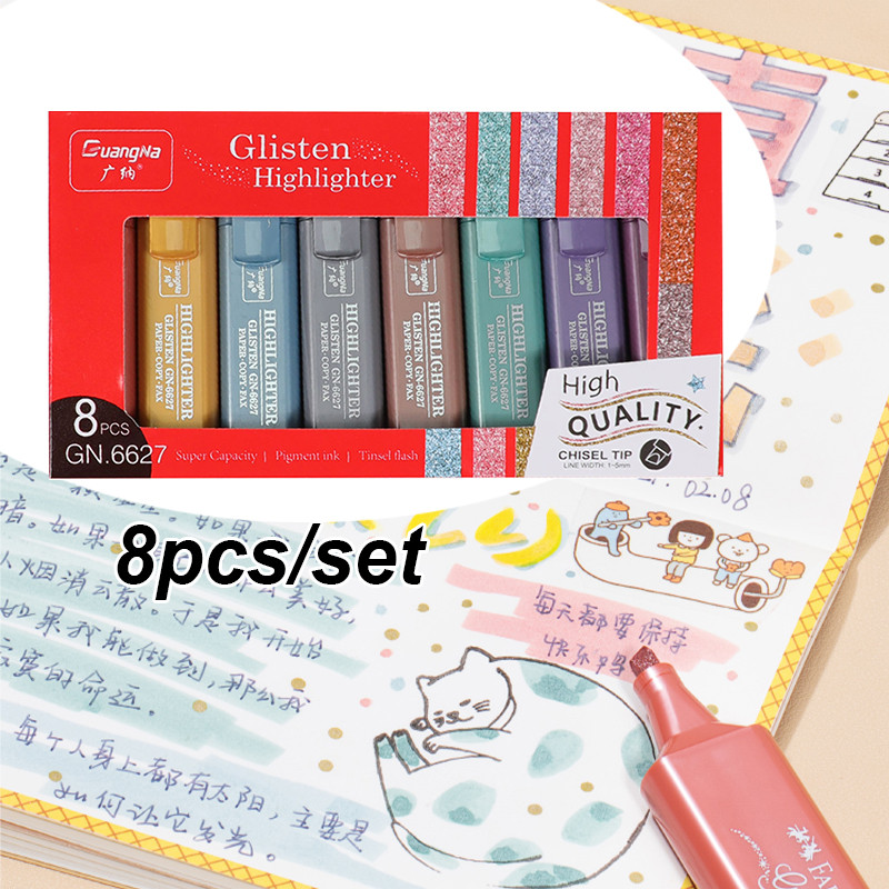 

8pcs/box Textliner Faber Castell Highlighter Metalik 8 Warna
