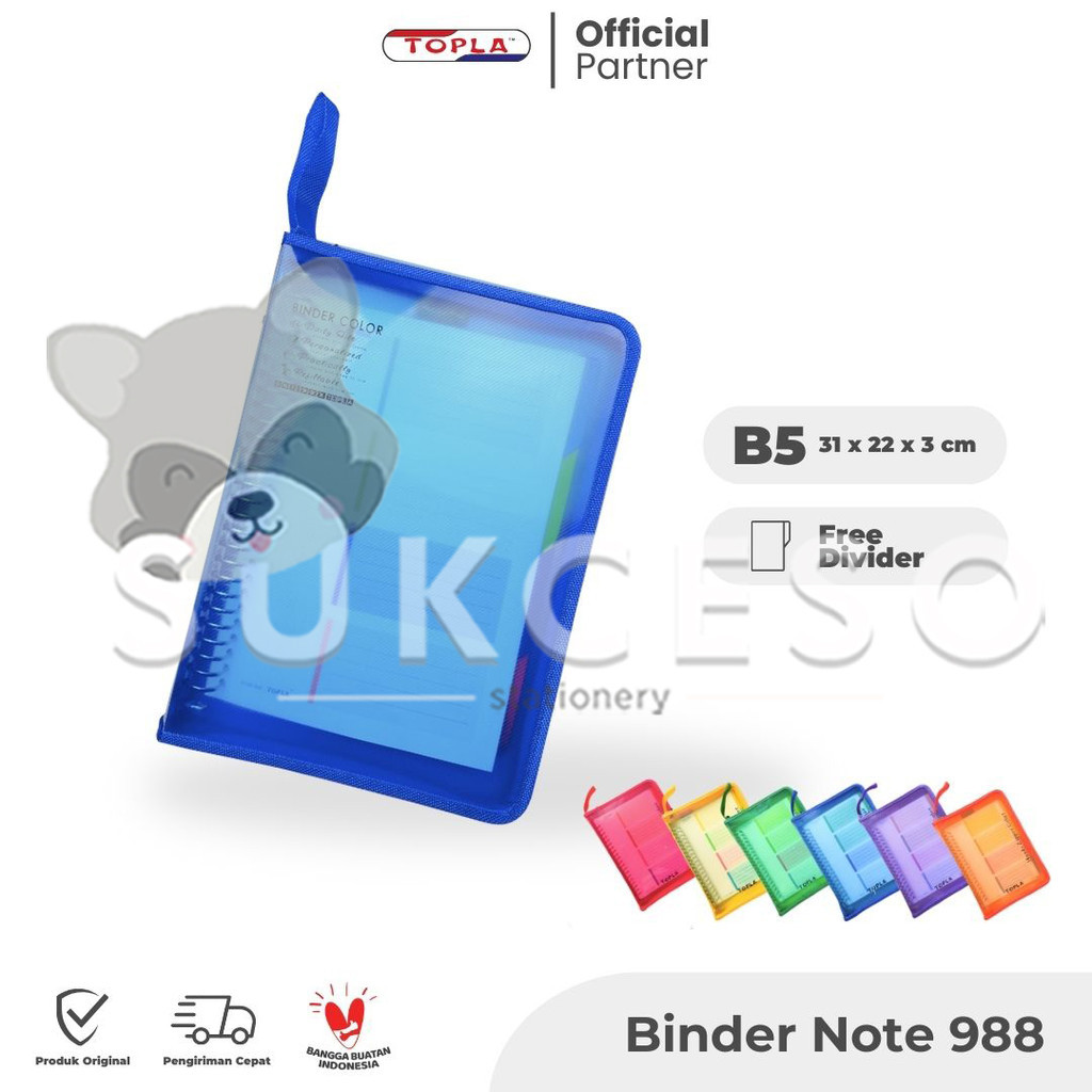 

TOPLA Binder Note Book Zipper B5 BNT-988 Buku Catatan 26 Ring Resleting Murah