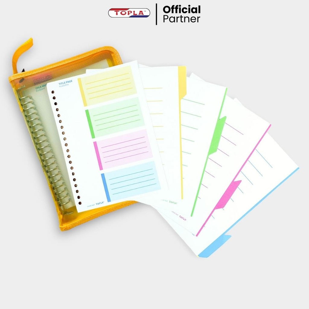 

TOPLA Binder Note Book Zipper A5 BNT-998 / Buku Catatan 20 Ring Besi Resleting Warna Murah