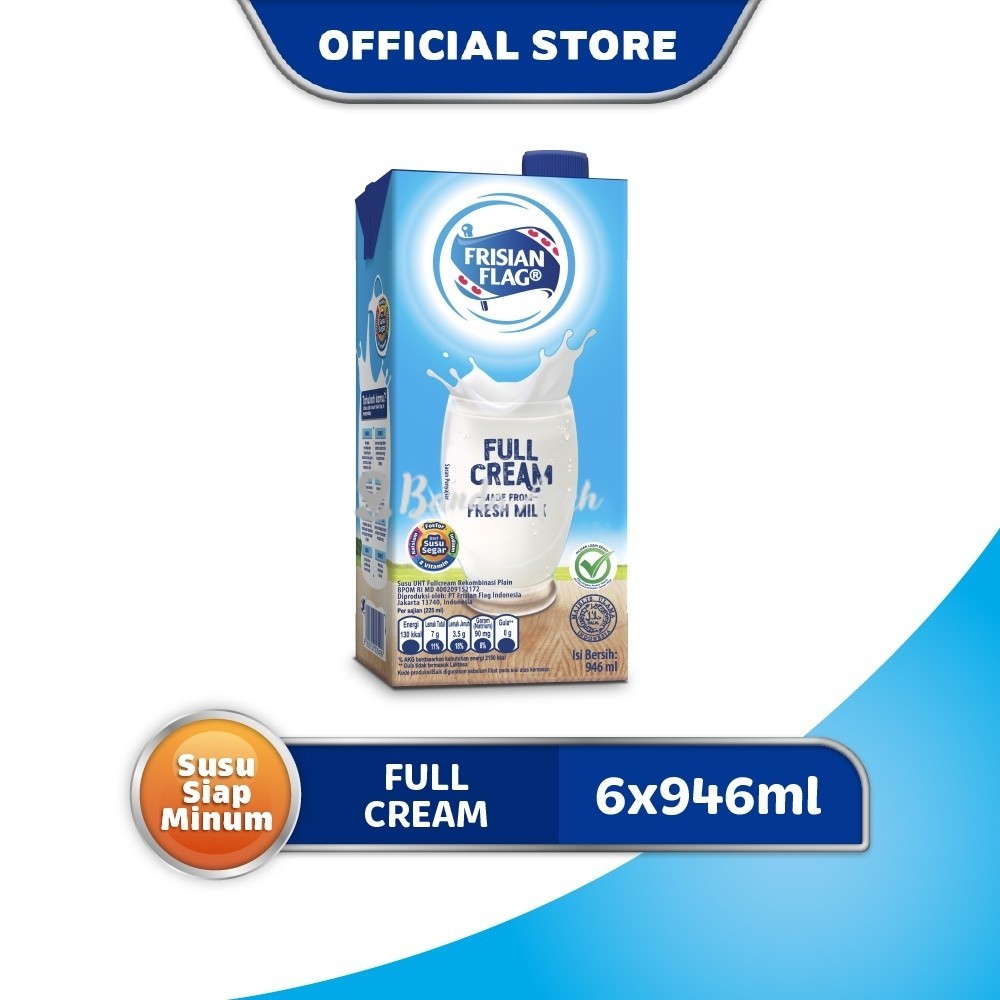 

(Aceh) Frisian Flag Family UHT Full Cream 946 ml - 6 Pcs