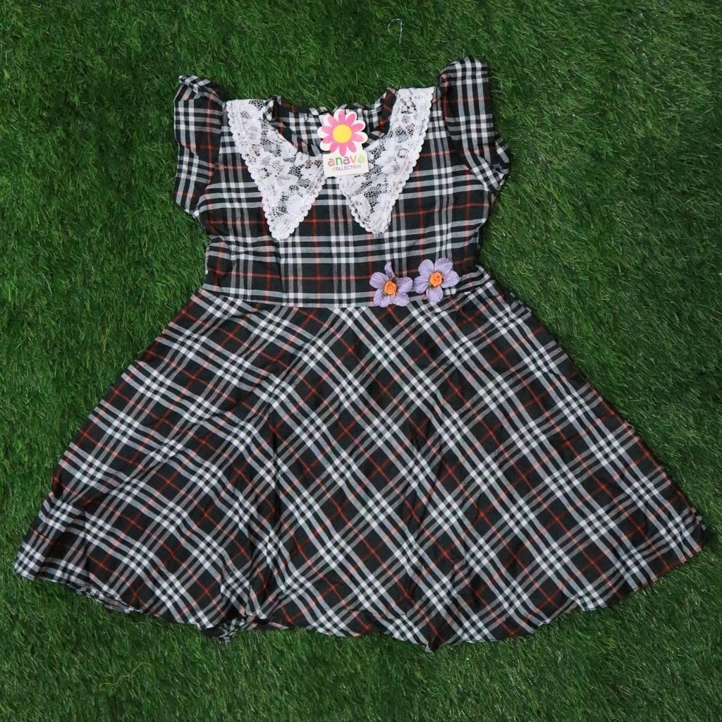 DRESS ANAK BAJU ANAK 2 TAHUN MOTIF KOTAK KOTAK TERBARU Katun Perempuan Bayi Merah