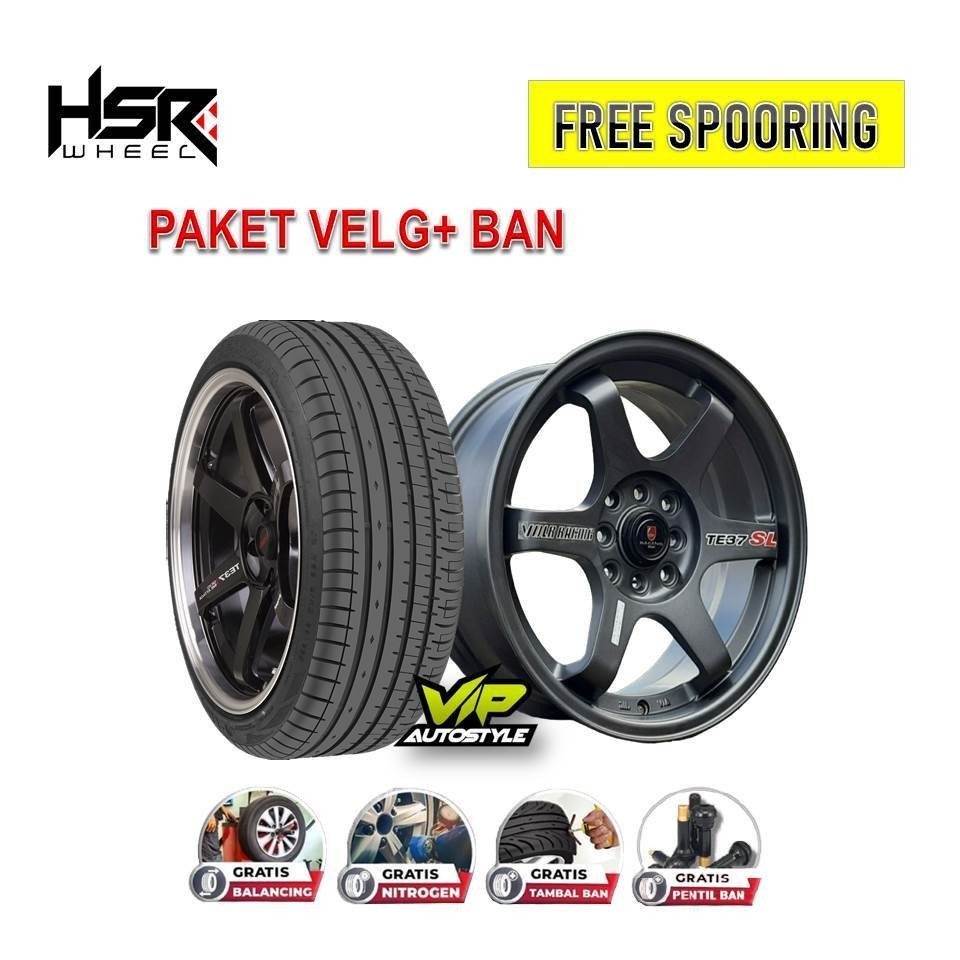 Paket Murah Velg Mobil Ring 15 HSR TL Plus Ban Accelera ( 4 Velg dan Ban )