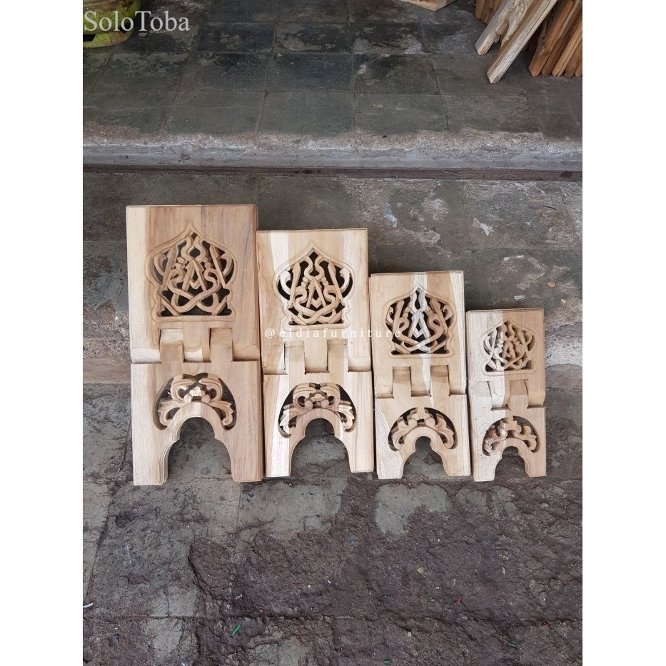 

Rekal Kayu Jati Rehal Ukir Tempat Alas Baca Alquran - 15cm murah