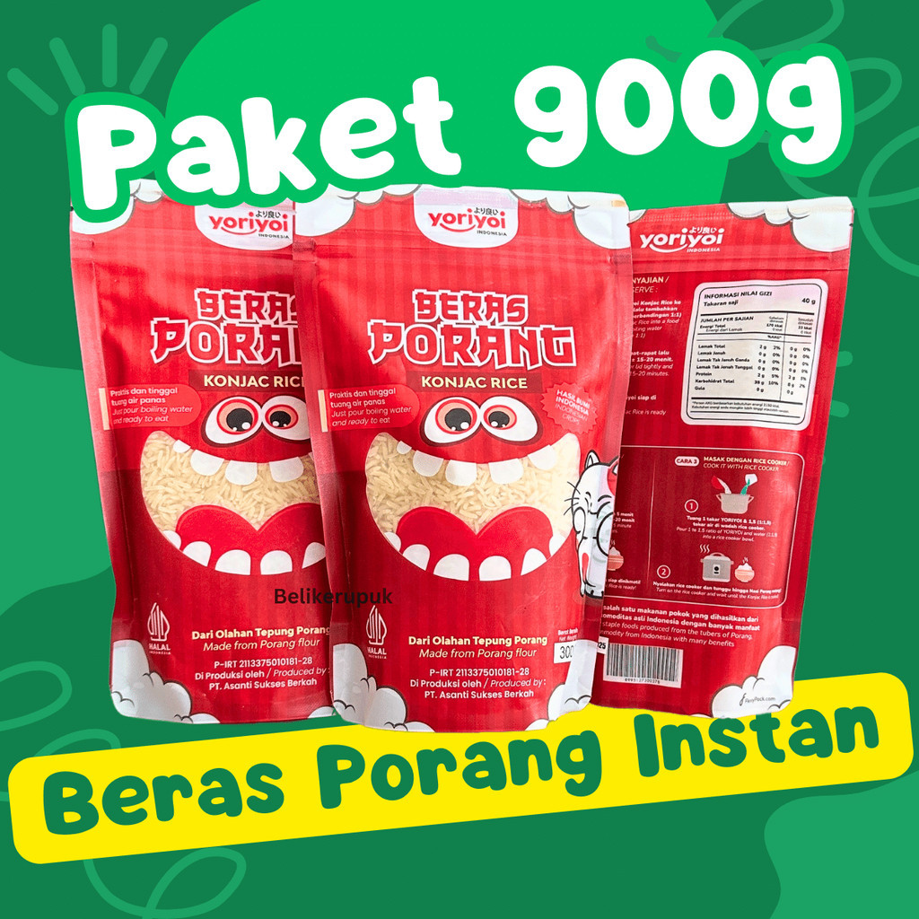 

YORIYOI Beras Porang Instan Shirataki Konjac 900g Sehat Diet Rendah Kalori