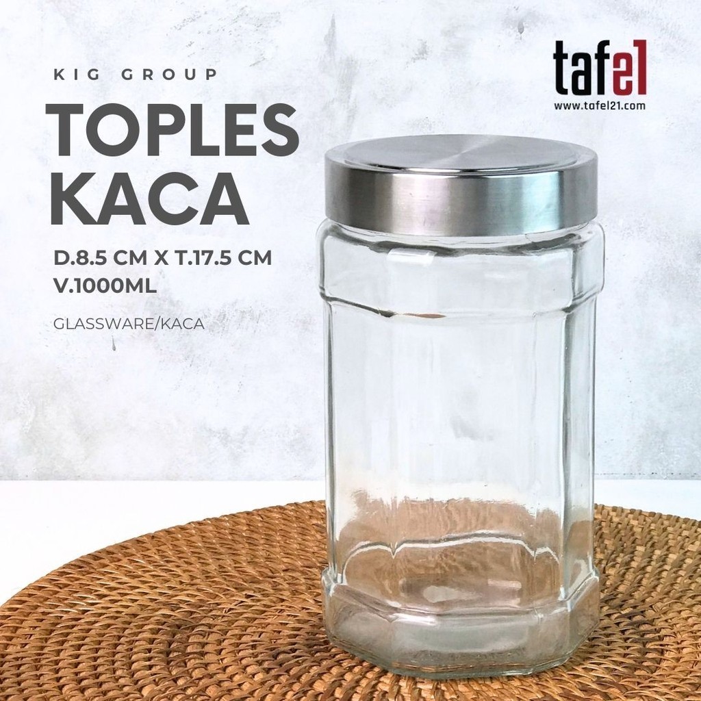 Toples Kaca Kedap Udara Hexagon 1 liter