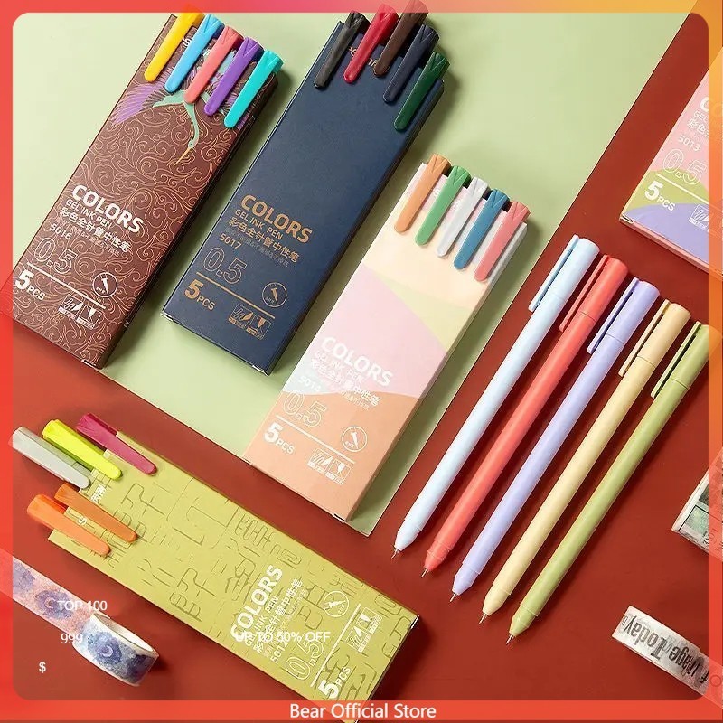 

BARU 5 PCS SET PEN GEL MORANDY / PULPEN GEL WARNA MACARON JOURNAL-0.5MM