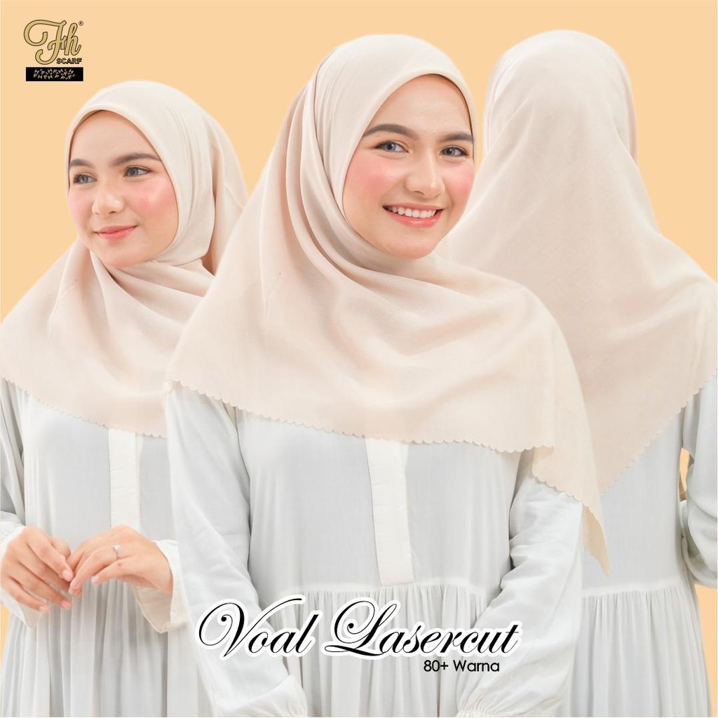 HIJAB SEGI EMPAT POLOS VOAL LASERCUT-FH4