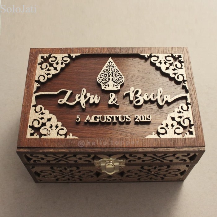 

Custom Ring Box 10x15cm Full Ukir + Sekat / Kotal Kayu / Kotak Mahar murah