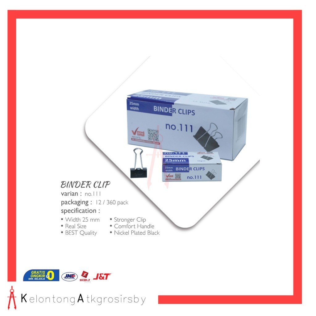 

Binder Clip Vone 111 (12pcs) / Penjepit Kertas