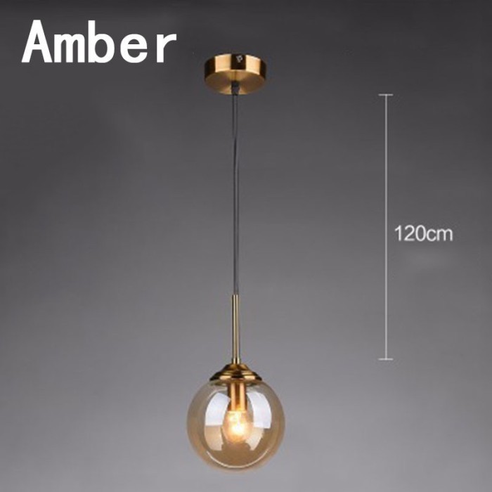 Lampu Hias Lampu Gantung Kaca Vintage Untuk Ruang Makan Dan Dapur - Amber, Cahaya hangat