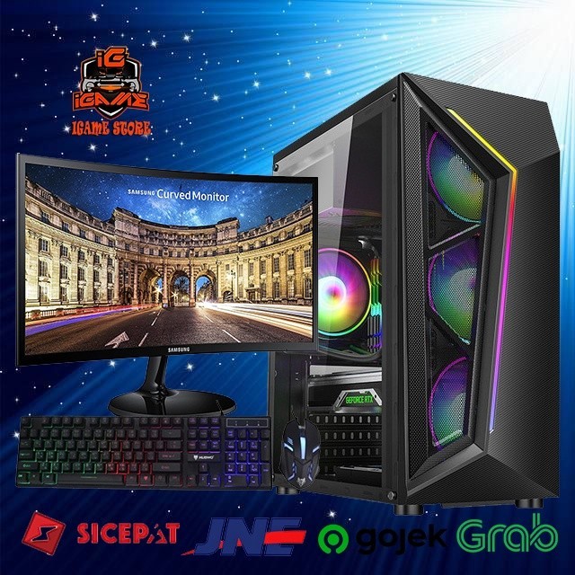 NEW DISKON 70% Paket Lengkap Full SET PC GAMING RYZEN 5 5600G - 24" Frameless