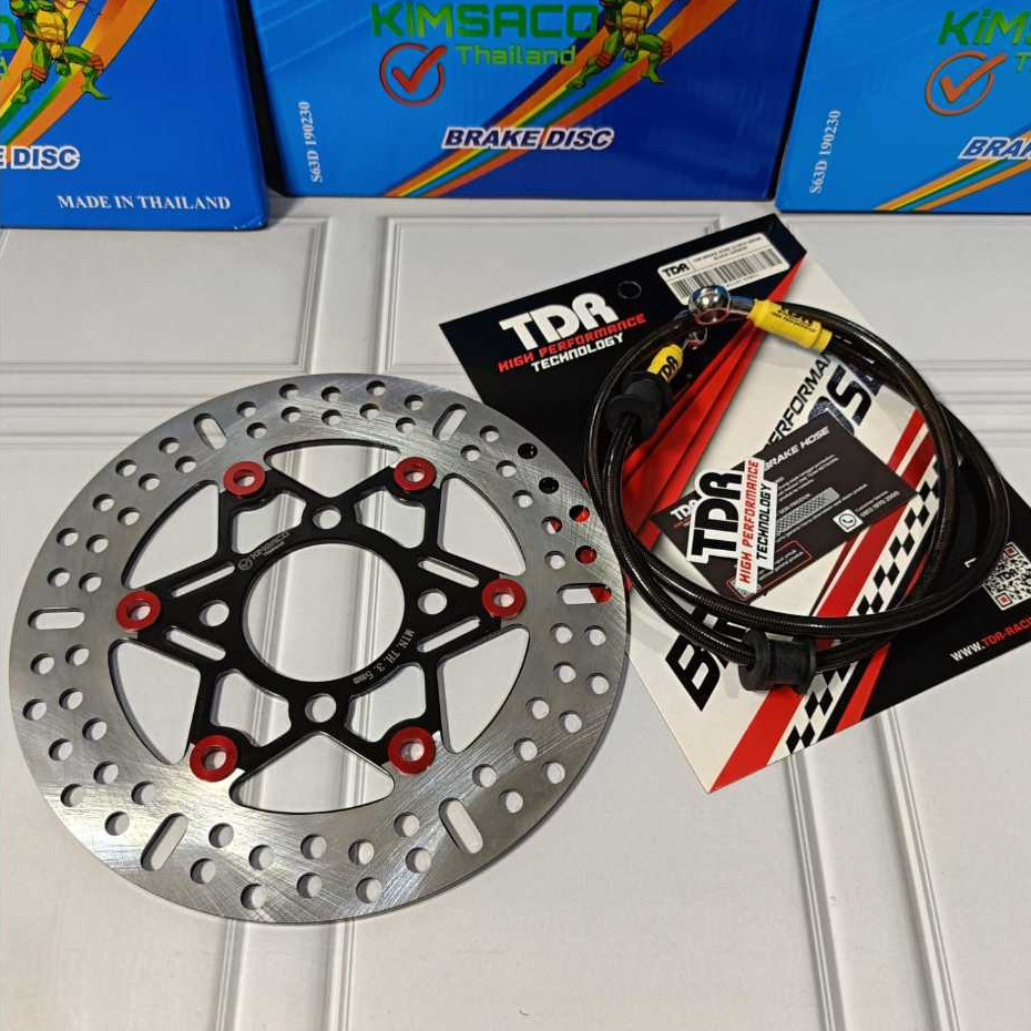 Disc Brake 220mm Piringan Cakram Depan Lubang 4 Plus Selang Rem Tdr Black Carbon Motor Jupiter z Mx 