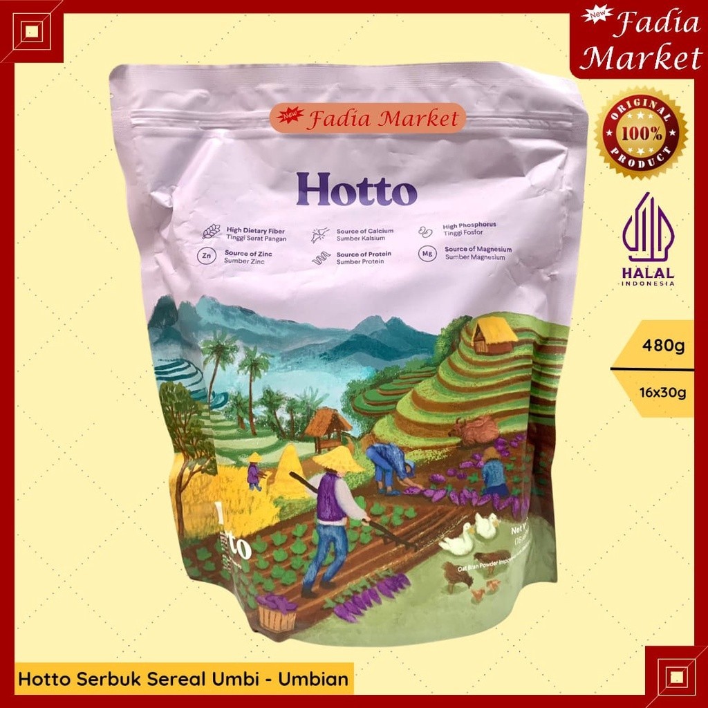 

12 Pack Hotto Purto Cereal Sereal Biji Umbi Umbian Oat Potato Malt Fiber Pouch 480g 16x30g