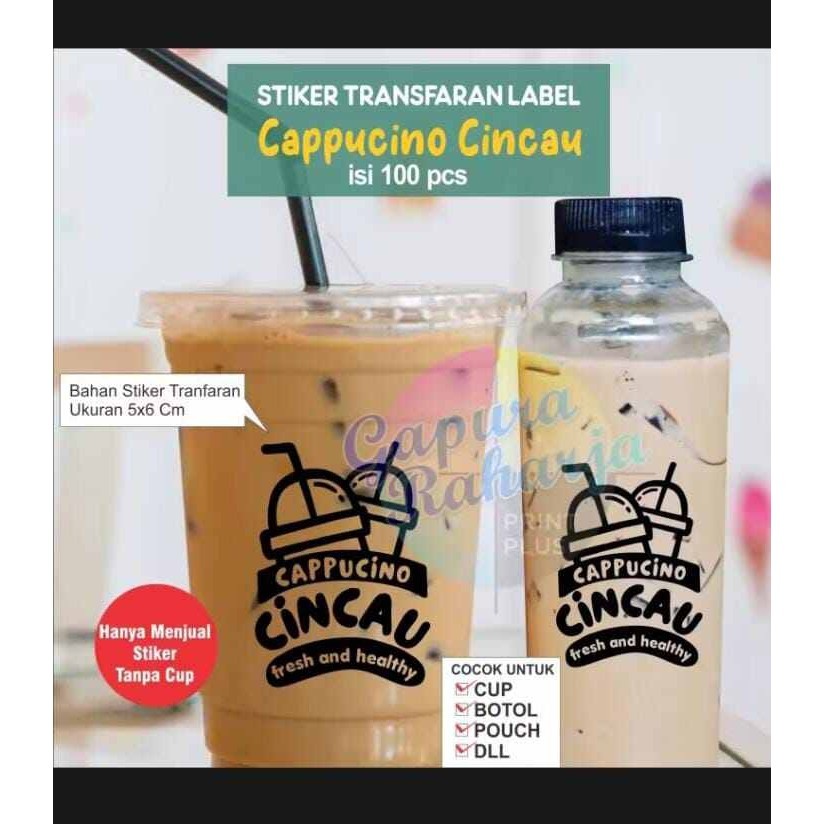 

Stickers cappucino cincau minuman transparan isi 100pcs