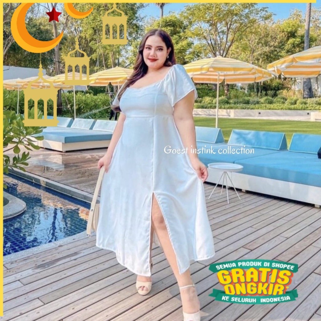 Big Size Dress PETTY Dress Sabrina Wanita Korea Style A Line Dress Maxi Midi Jumbo/ bunga bunga polk