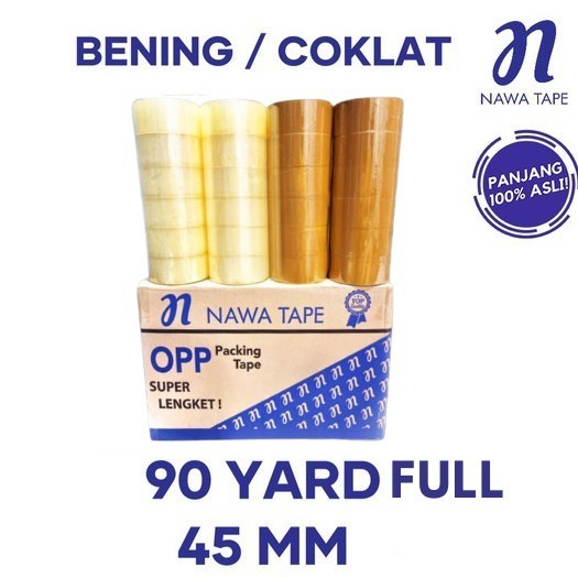 

Nawa Tape Lakban OPP 45mm x 90 Yard FULL Kemasan 1 Dus