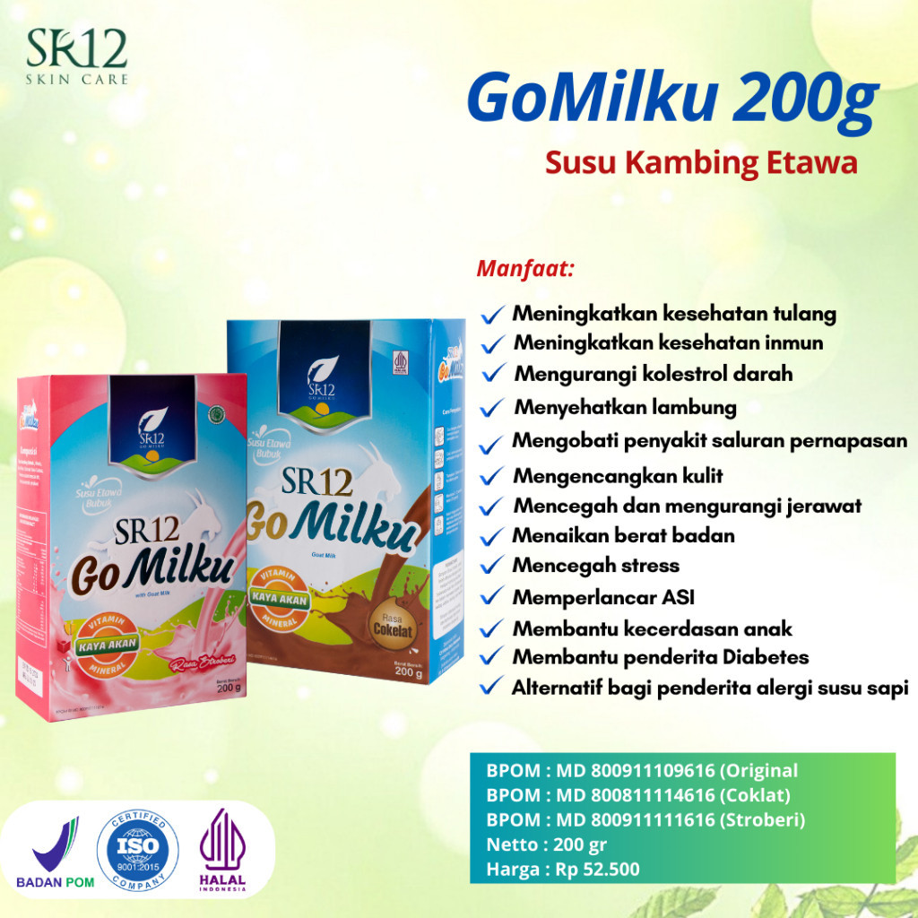 

SR12 Susu Kambing Etawa GO Milku Gomilku SR12 Bubuk Untuk Tulang dan Sendi Orang Tua Lansia Dewasa Original BPOM (200gr)