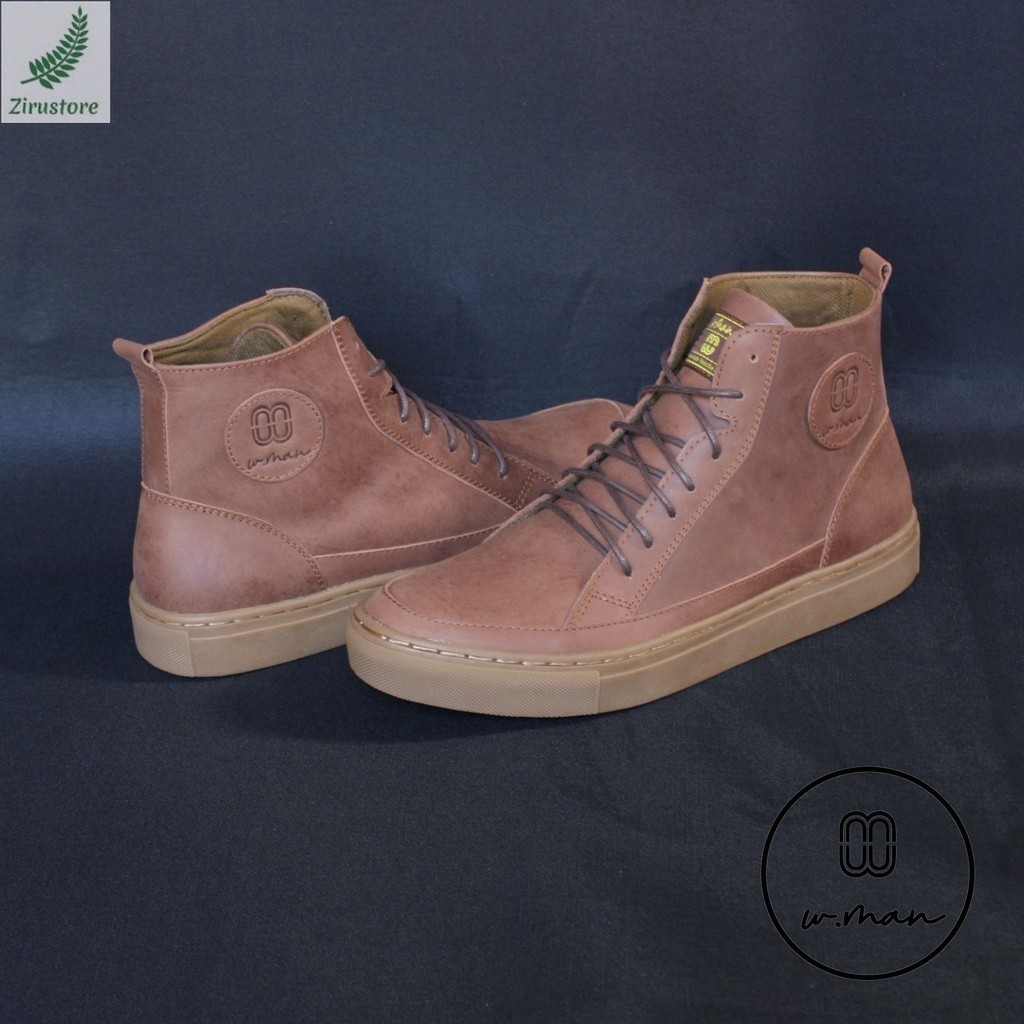 Sepatu Kulit Asli Pria Terbaru Sepatu Sneakers Pria WMAN ADLER Brown Original Premium By Zirustore