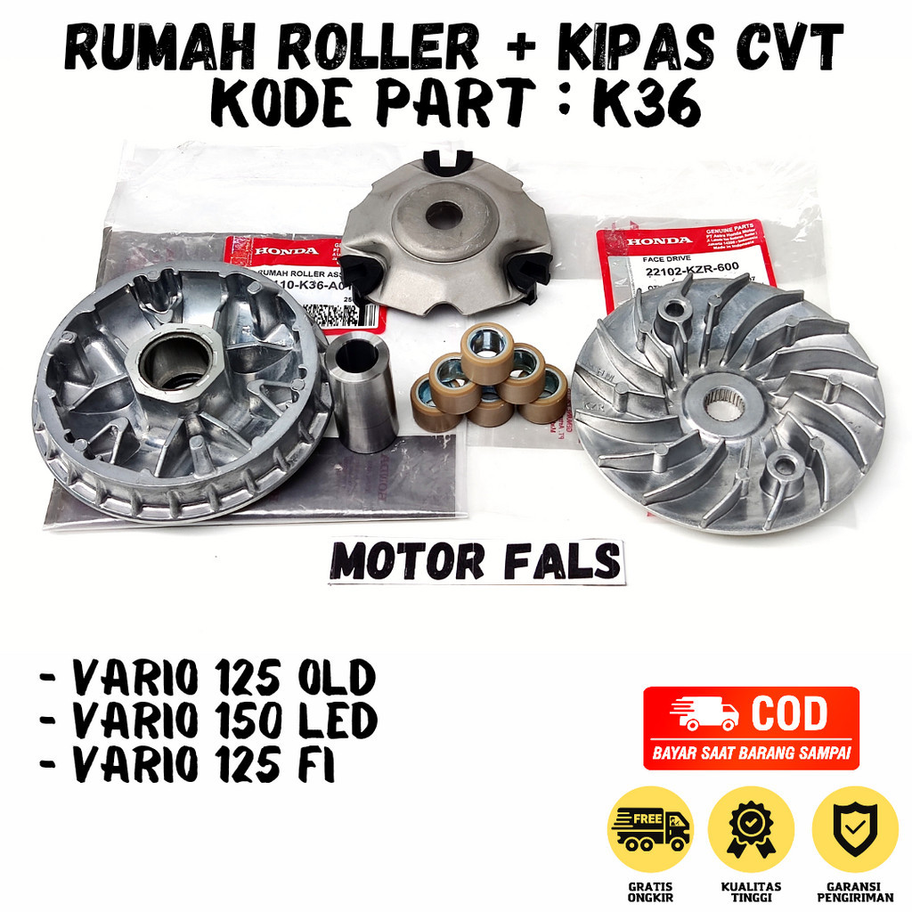 Rumah Roller + Kipas CVT Vario 125 Old - Vario 150 Old - Vario 125 FI Kode K36 / Paket Rumah Roller 