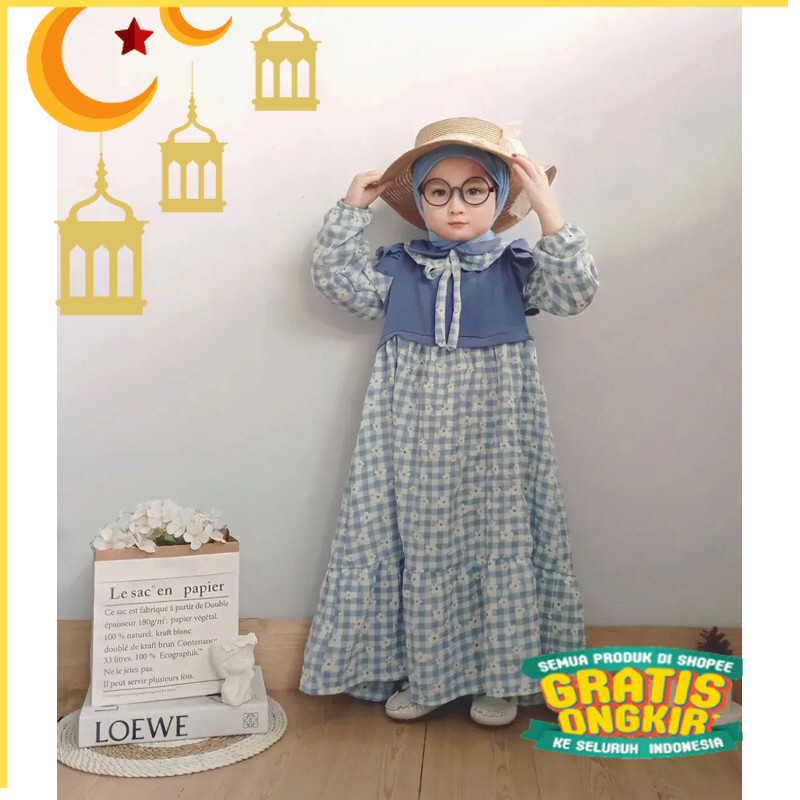 baju anak / gamis anak / gamis syafia / gamis naila / gamis malika/Maron merah bata red anak tanggng