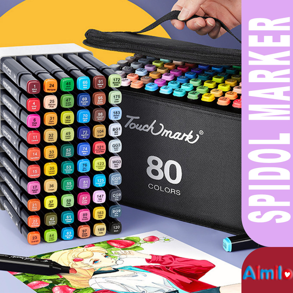 

Spidol Warna Warni 1 Set Sketch Marker 2 Tip Touch Marker 48/60/80 Warna