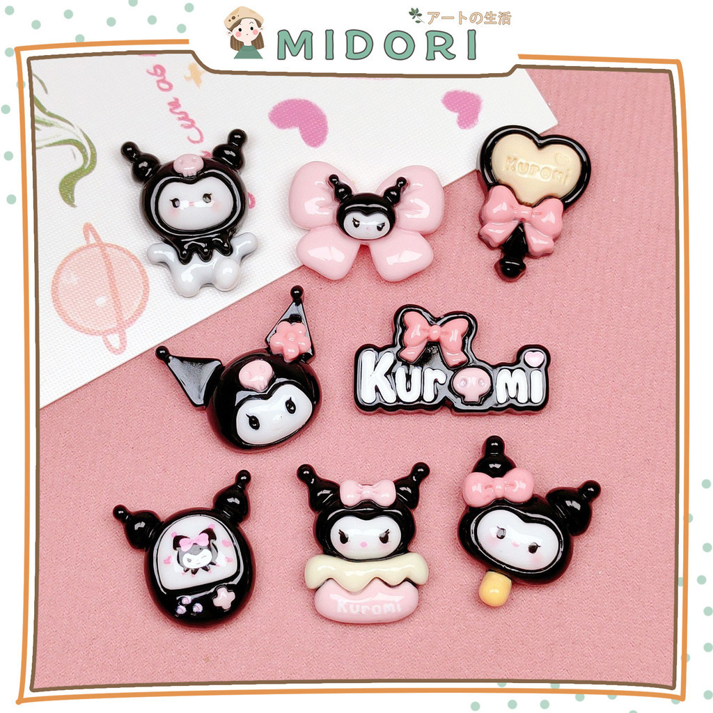 

[MIDORI] 1Pcs STICKER MINI CARTOON 3D BLACK KUROMI Stiker Glossy Free Resin Aksesoris Hiasan Deco Sticker DIY Lucu - B0451