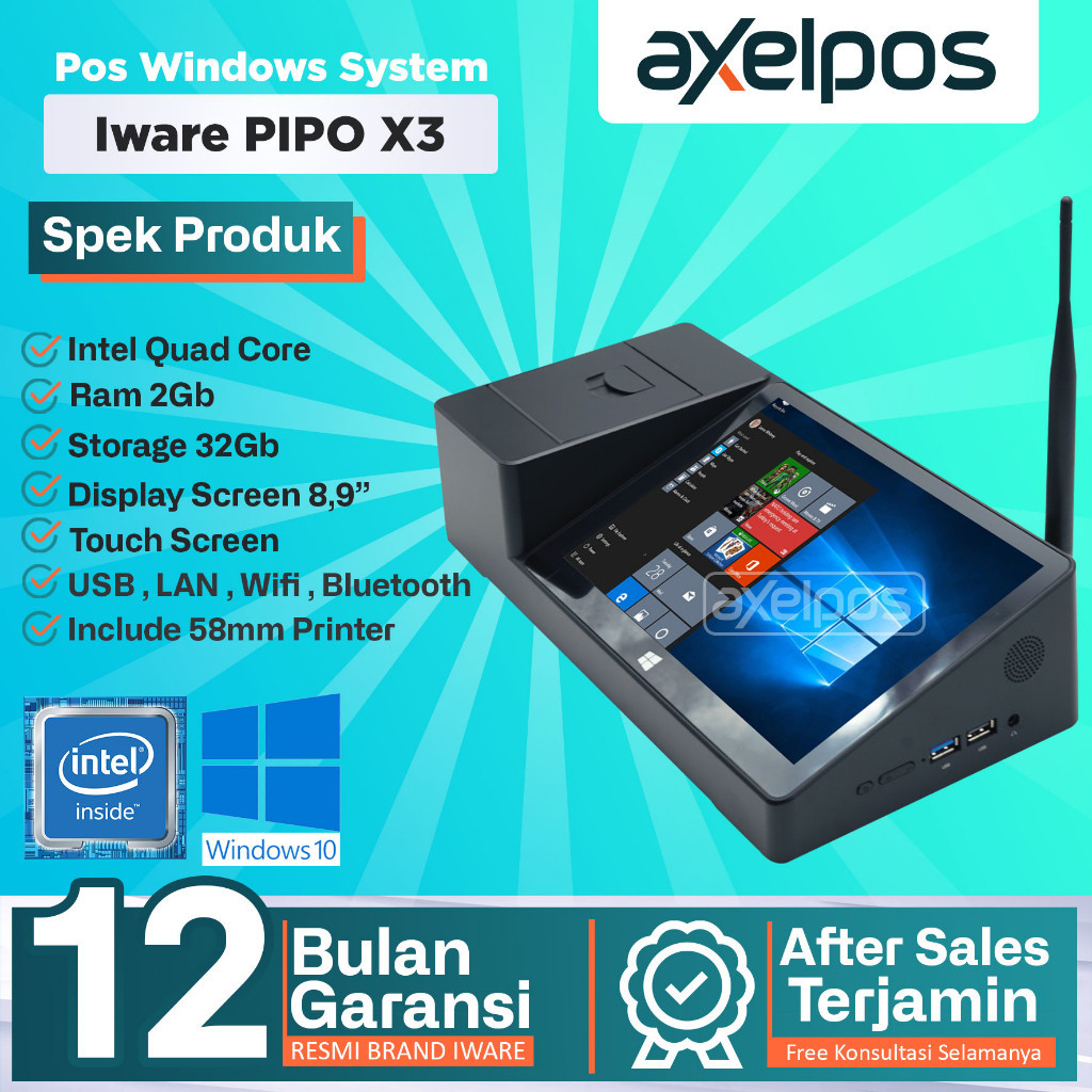 Mini Pc Mesin Kasir Touchscreen Windows 10 With Printer Thermal Kasir Iware Pipo X3