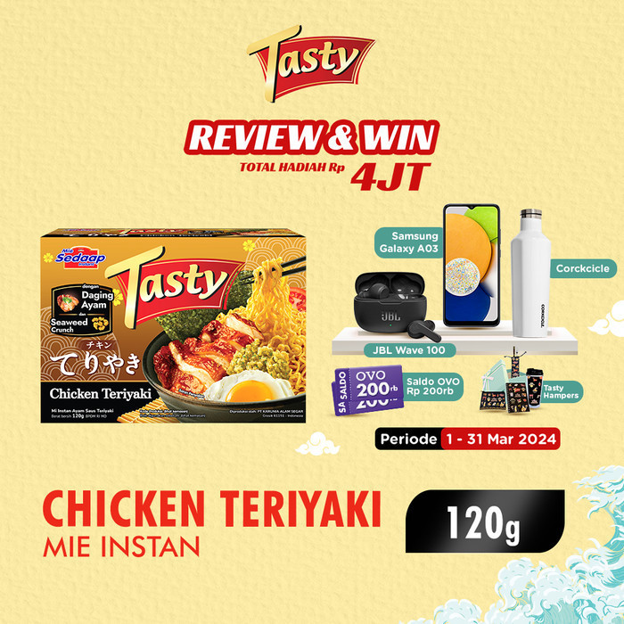 

Sedaap Tasty Mie Instan Chicken Teriyaki 120 gr x 8 pcs Free Cutlery