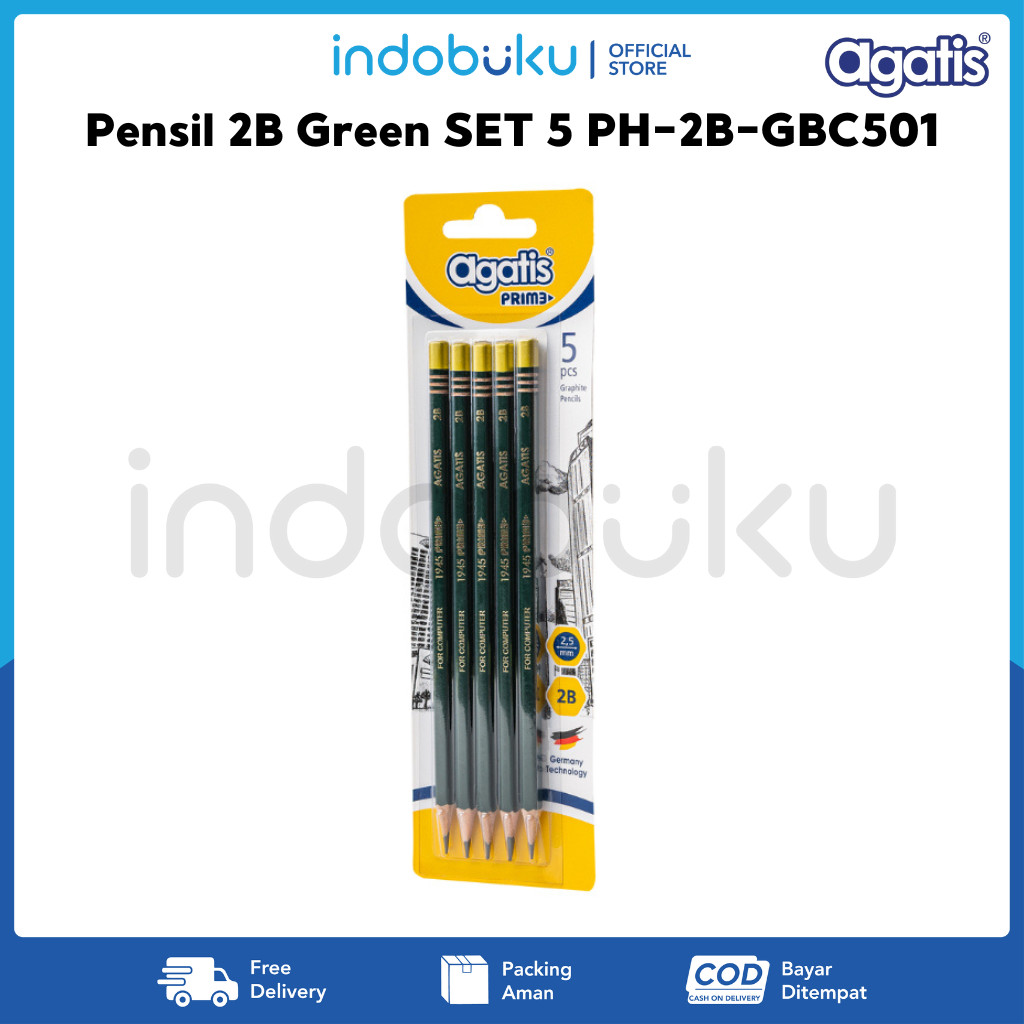 

Pensil 2B Green Prime Blister SET 5 PH-2B-GBC501 (1 Set Isi 5Pcs)