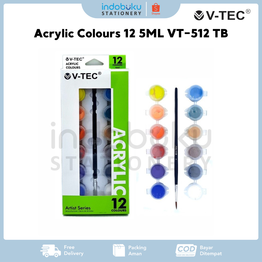 

Acrylic Colours 12Colors V-Tec Artist Series 5ML Cat Akrilik VT-512 TB