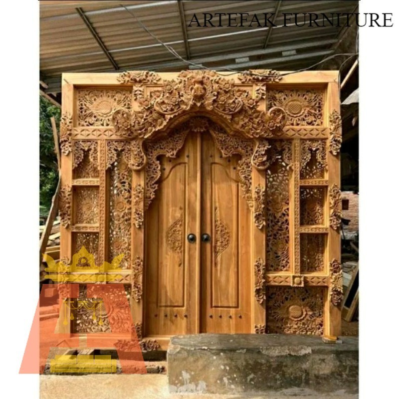 Artefak Furniture Pintu gebyok ukir style bali bahan full kayu jati
