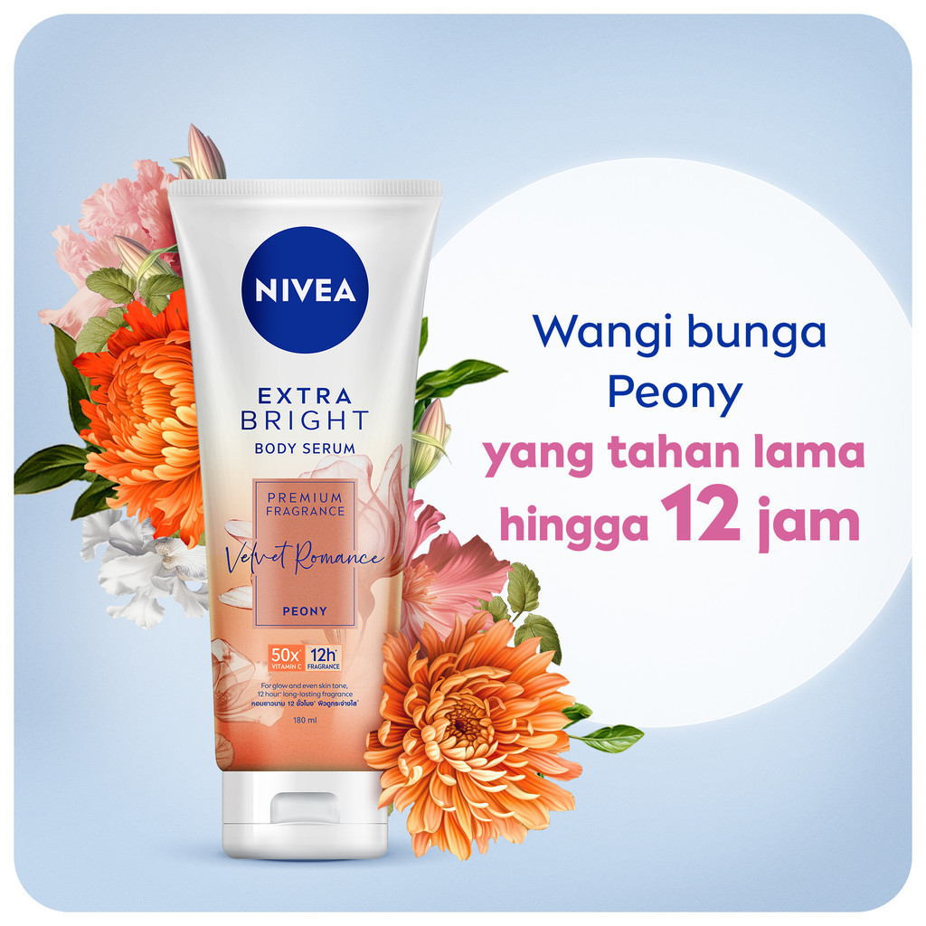 NIVEA Body Serum Extra Bright Premium Fragrance Velvet Romance 180ml x2